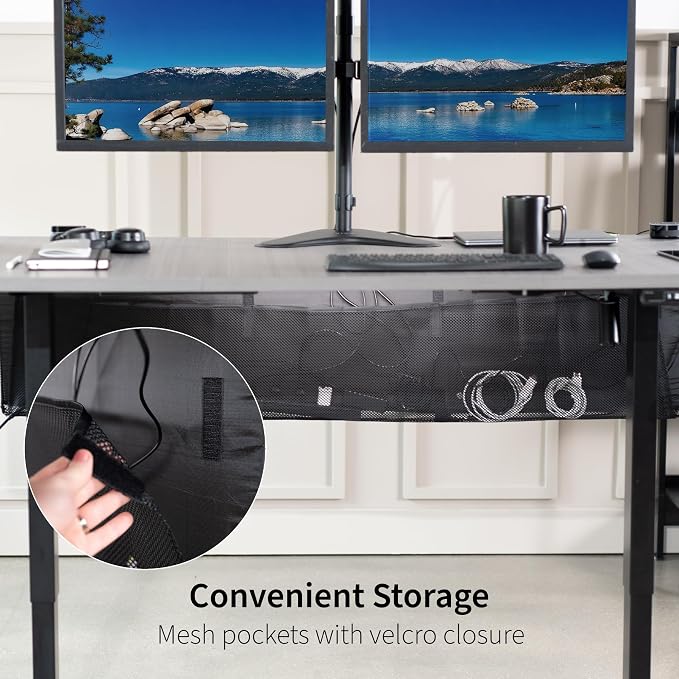 VIVO 60 inch Under Desk Privacy and Cable Management Organizer Sleeve, Wire Hider Kit Panel System, Black, DESK-SKIRT-60 - Image 6