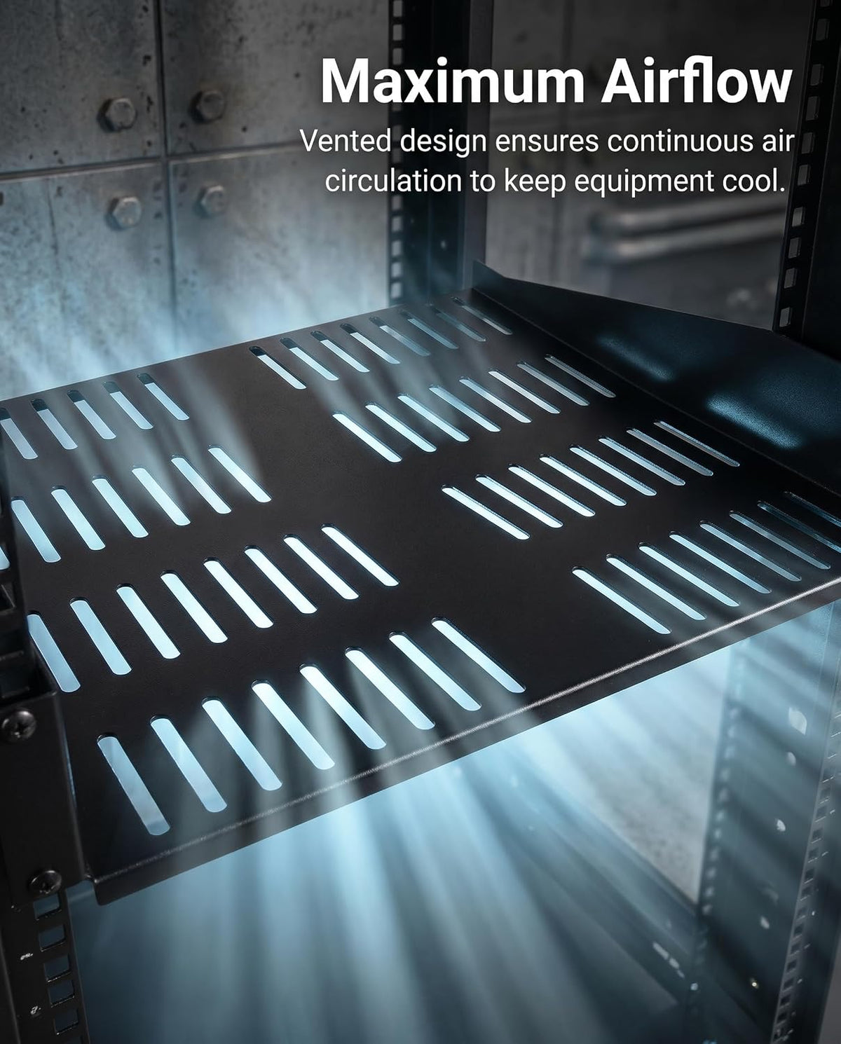 2U Server Rack Shelf, Ventilated Cantilever Tray, 14 inches Depth - Image 3