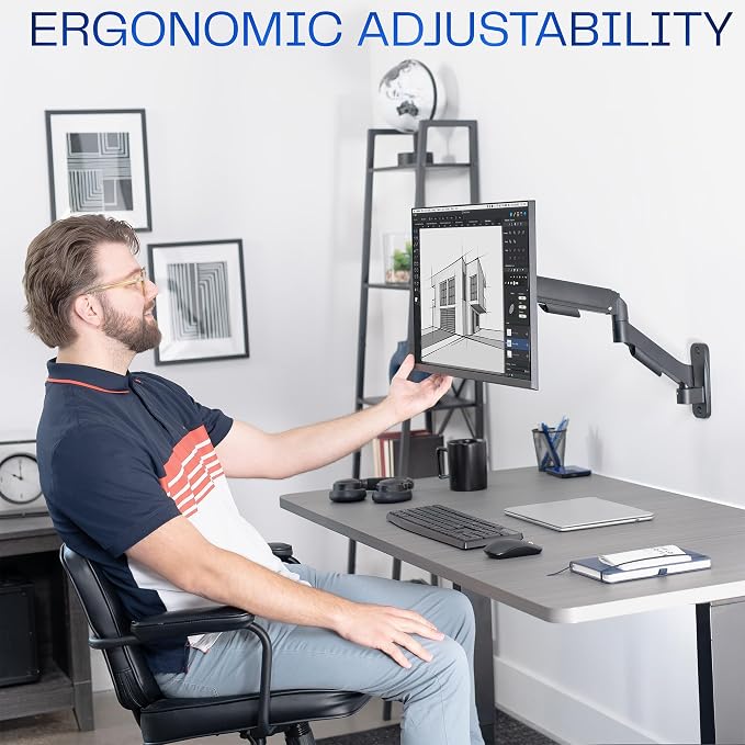 VIVO Single Monitor Counterbalance Wall Mount for 32 inch Screens up to 19.8 lbs, Full Motion, Max VESA 100x100, Black, MOUNT-V001G - Image 6