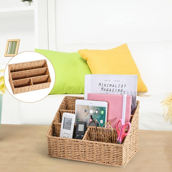 DINGTAI Woven Mail Organizer Countertop, 12 Inch Mail Organizer Basket for Bill and Pen, Farmhouse Desk organizers and storage - Image 7