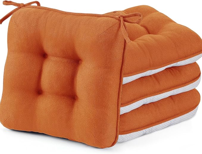 BETU Chair Cushions for Dining Chairs Set of 4,Kitchen Table Chair Pads with Ties,Non Slip Backing and Covers, Seat Cushion for Dining Room,Bar,Patio Chairs,15.5"X15.5"X3.5" by BETU