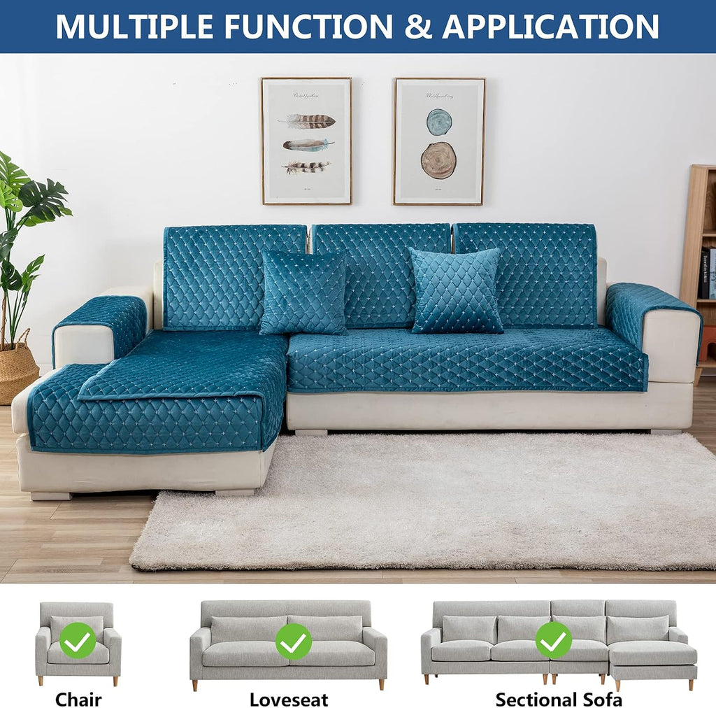 Velvet Sectional Couch Covers for Dogs,Blue,1PC,43''x63'' - Image 2