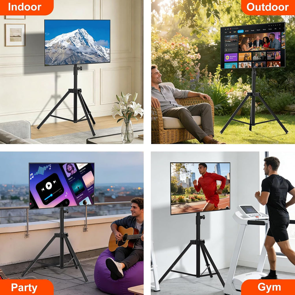 Tripod TV Stand,Outdoor TV Stand for 30-75 inch TVs, Black - Image 5