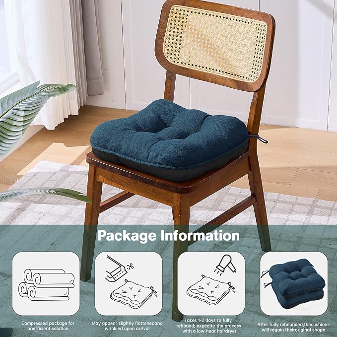 BETU Chair Cushions for Dining Chairs Set of 6,Kitchen Table Chair Pads with Ties,Non Slip Backing and Covers, Seat Cushion for Dining Room,Bar,Patio Chairs,15.5"X15.5"X3.5" - Image 9
