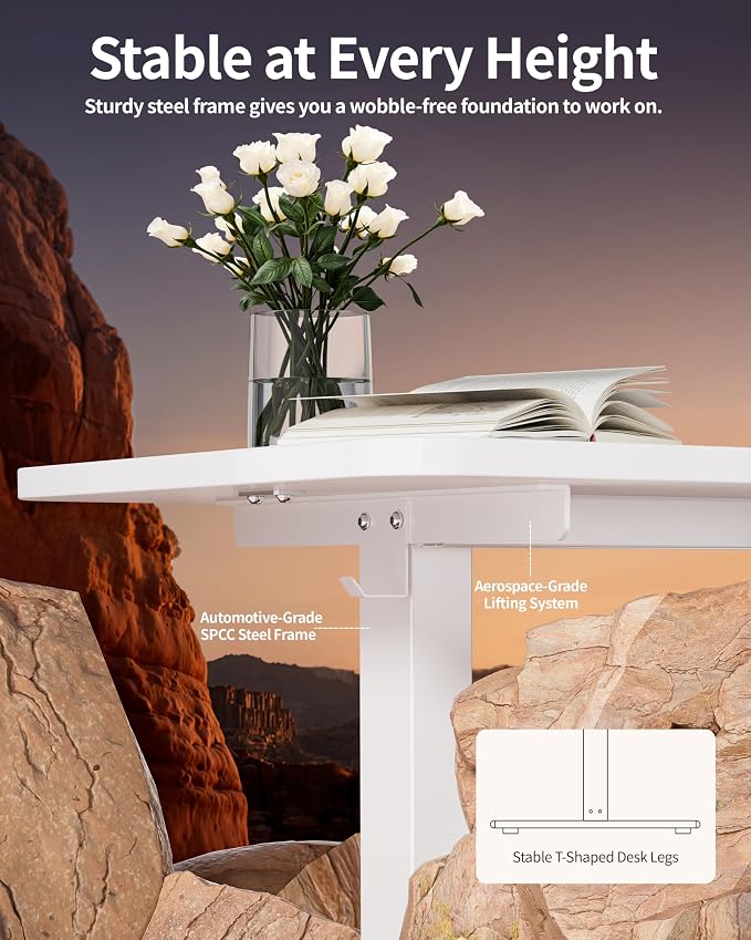 BIZUM Electric Standing Desk 60 x 24 Inch Computer Desk-Gaming Desk White Home Office Desks Height Adjustable Memory Stand Up Computer Workstation - Image 6
