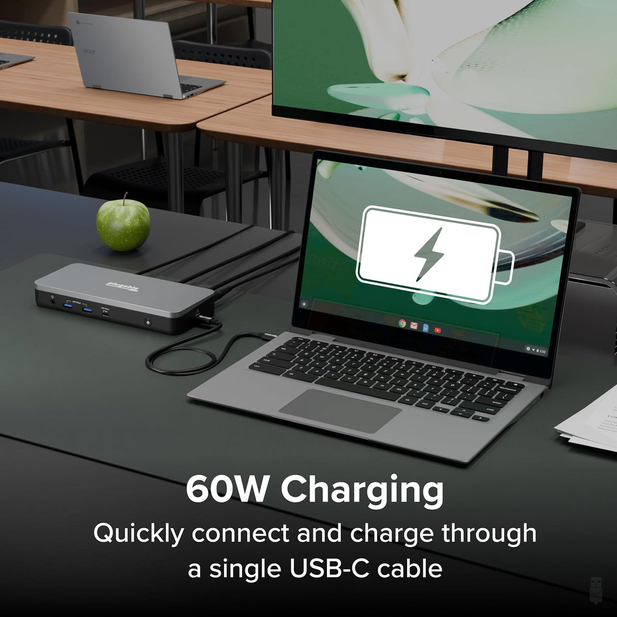 Plugable 12-in-1 Dual 4K USB-C Docking Station for ChromeOS/Windows - Image 4