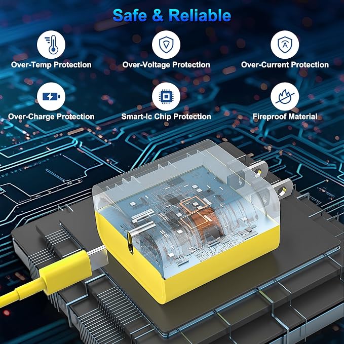 iPhone 17 16 15 Charger Fast Charging 10FT Long Cord with USBC Block Yellow | 3 Pack PD 20W USB C Charger with Cord, Type C Chargers Block for iPhone 17/17 Pro/17 Pro Max/16/16 Pro/16 Pro Max/15 - Image 2