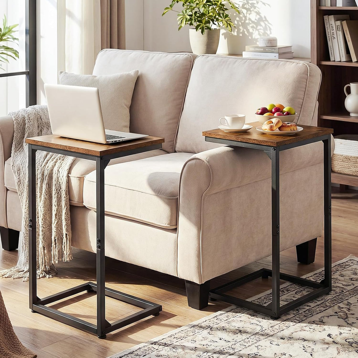 AMHANCIBLE Couch Side Table for Sofa, 26.37" Tall C Shaped End Table - Image 4