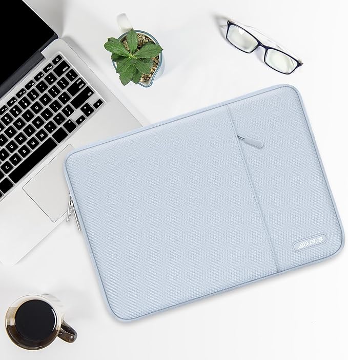 MOSISO Laptop Case 14 inch, Laptop Sleeve Bag with Pocket | Compatible with HP Lenovo Dell ASUS Acer, HP Stream, Dell Latitude, Polyester Vertical Computer Bag, Baby Blue - Image 5