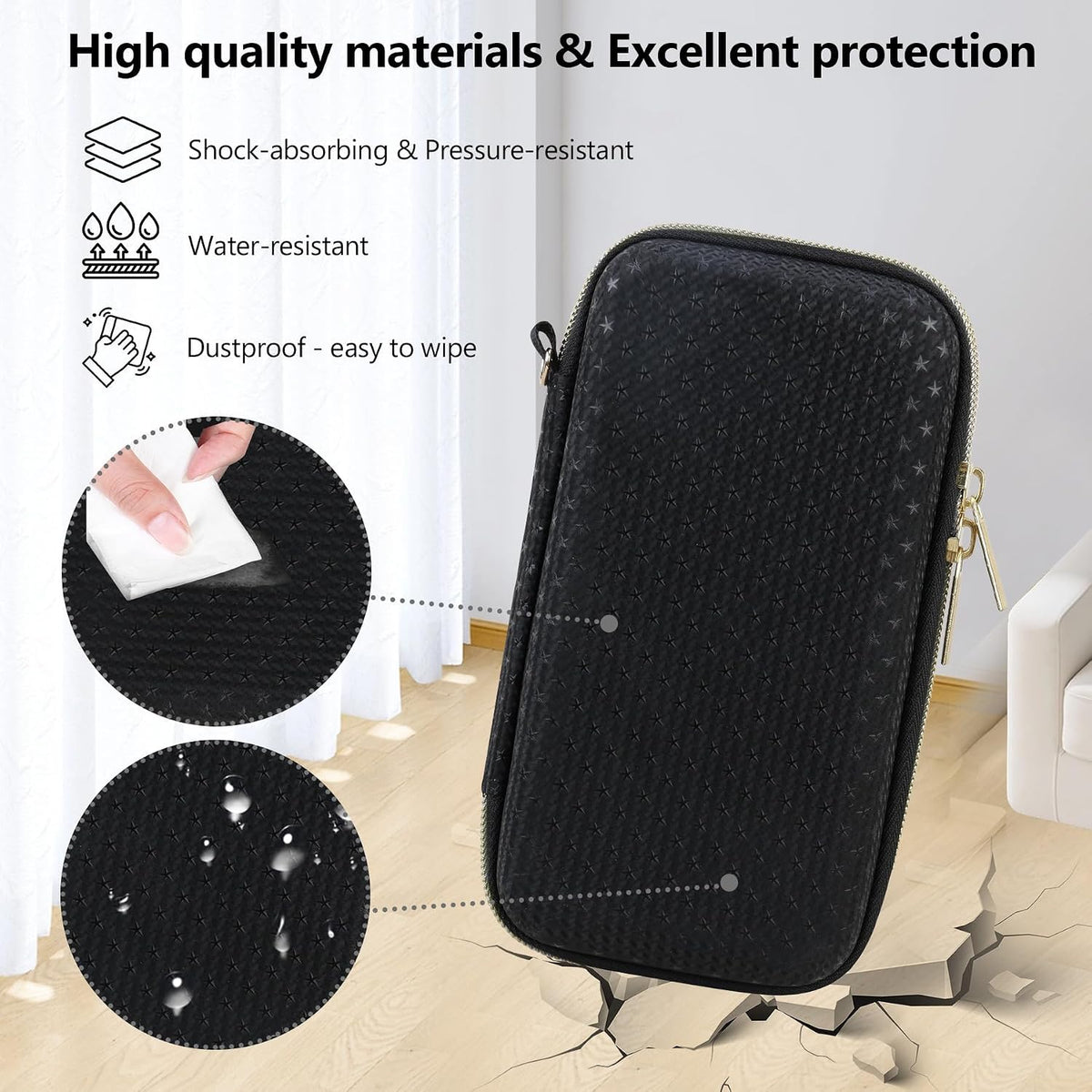 Supmay Hard Carrying Case Compatible with Nintendo DS Lite NDSL, Gameboy Advance Games Storage Holder Travel Bag with Mesh Pocket for USB Charging Cable, Stylus, Earphones, Game Cartridge, Black - Image 5
