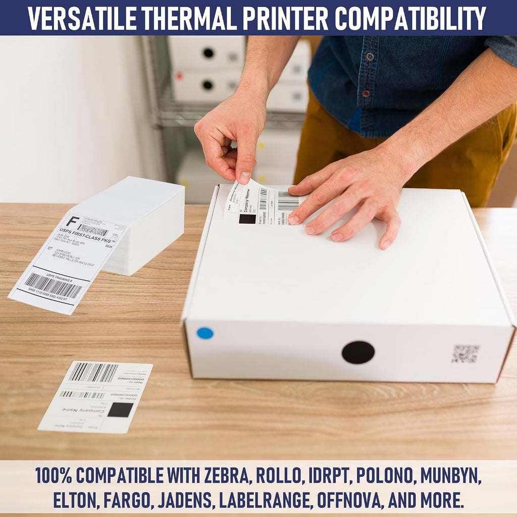 Thermal Shipping Labels 4x6, 1000 Labels/2 Stacks (500 per Stack) Commercial Grade with Permanent Adhesive, Fanfold Direct Thermal Printer Label Compatible with Zebra, Rollo, iDRPT, Polono, MUNBYN - Image 7