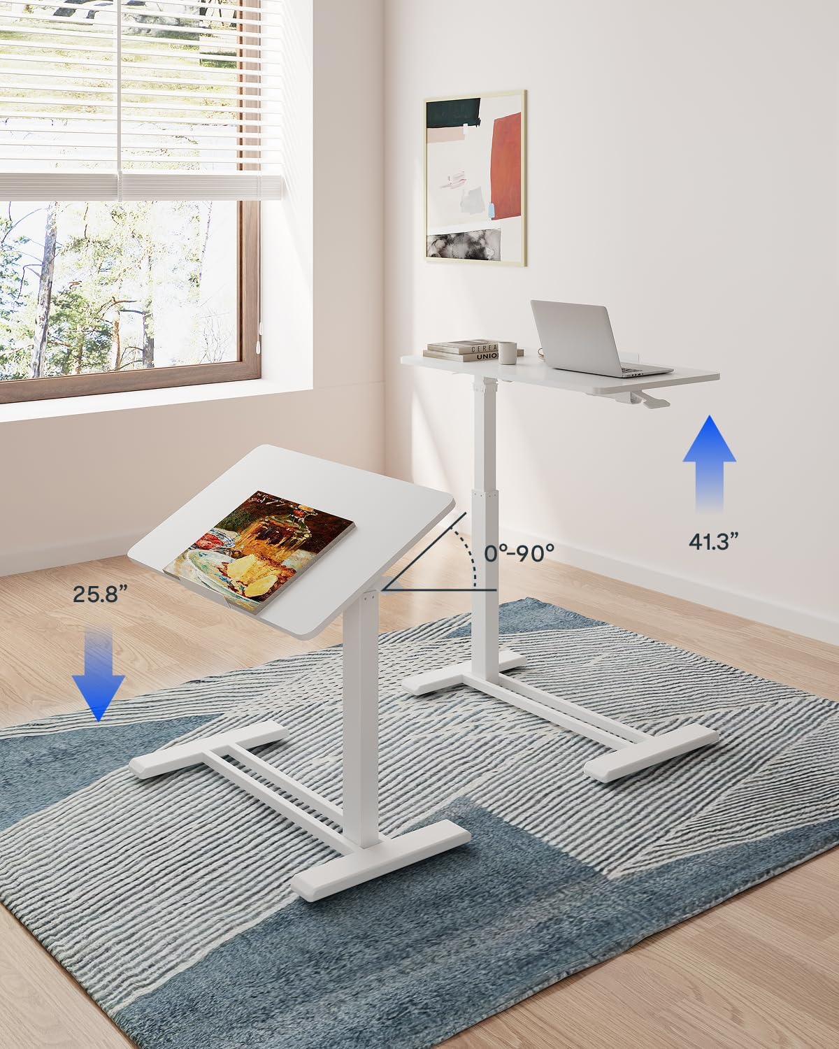 FLEXISPOT H7 PRO 90° Tiltable Mobile Overbed Table with Pneumatic Lift,32'' - Image 6