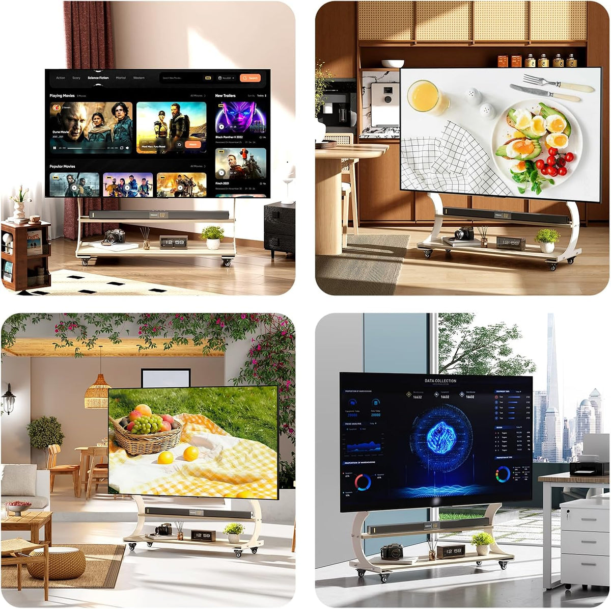 Rolling Easel TV Stand for 50-100 Inch TVs for Living Room, Office - Image 7