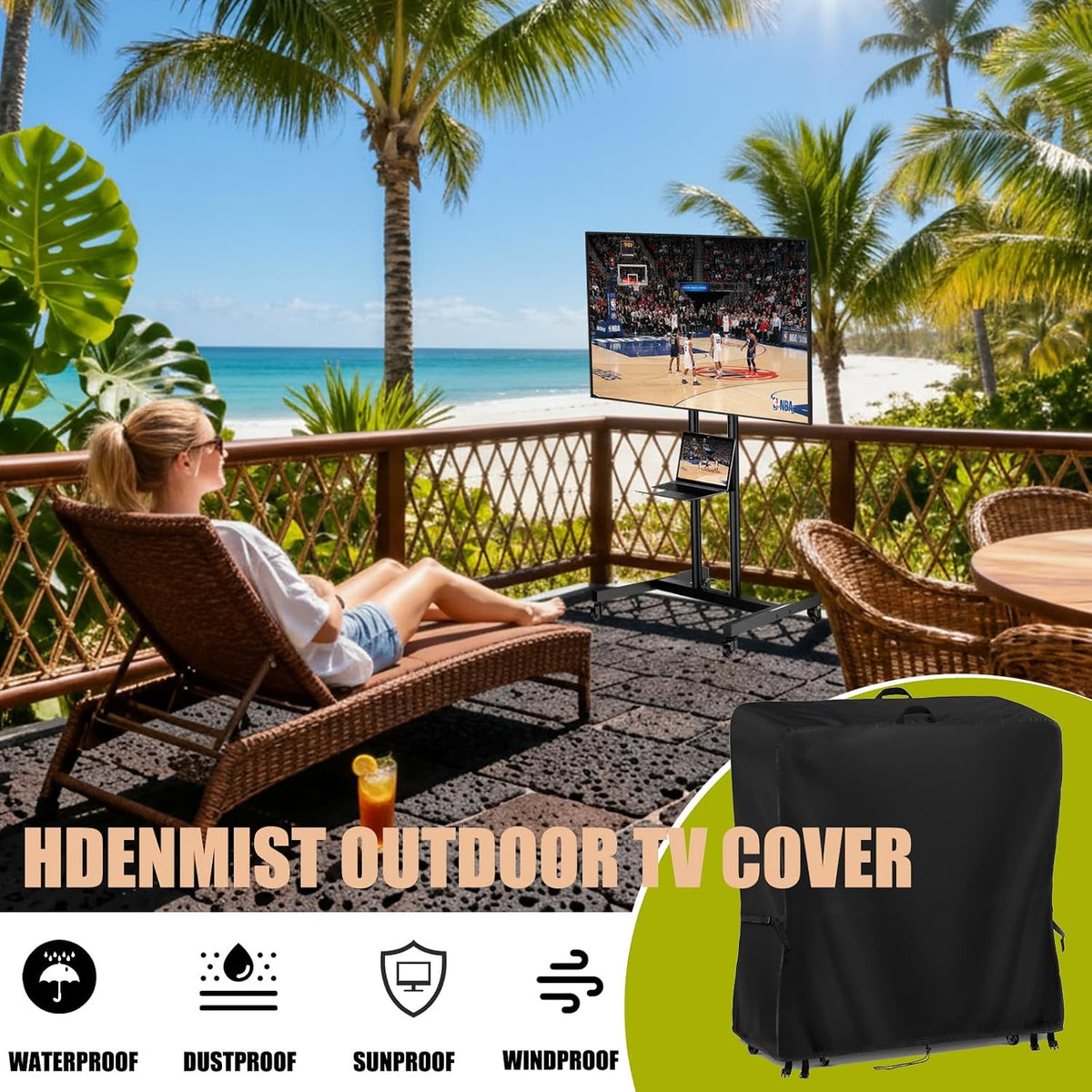 Outdoor TV Cover 58 Inch Weatherproof for 55"-60" Outdoor TV Stand - Image 9