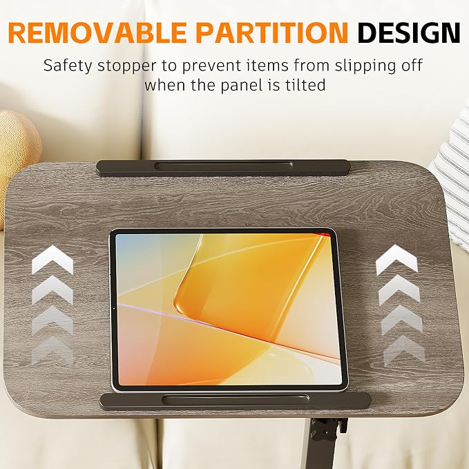 Laptop Table Mobile Adjustable Height Portable Desk Notebook Swivel PC Computer Rolling Desk with Wheels, Laptop Stand for Couch Bedside Hospital Bed Table - Image 6