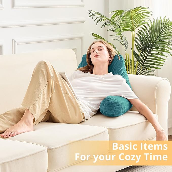 Sasttie Reading Pillow for Bed, Back Pillow for Sitting Up, Teal Blue | 18" Backrest Support Cushion for Couch, Sofa, and Floor, Dorm Essentials, OEKO-TEX, Adjustable Down Alternative Fill - Image 6