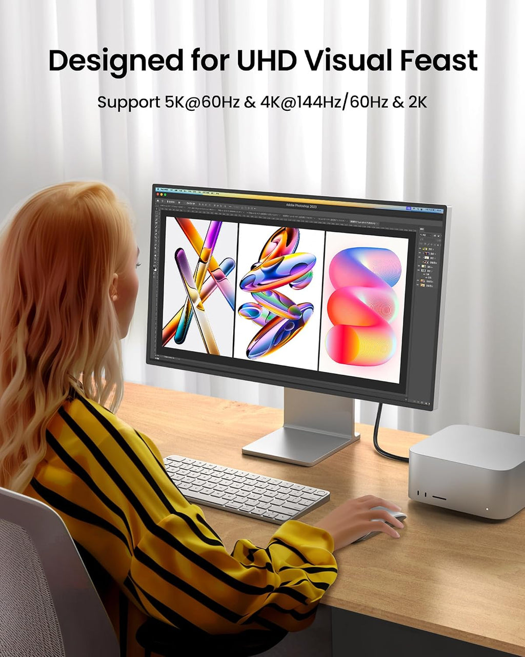 Silkland USB C Monitor Cable Right Angle 6.6FT, 8K@30Hz 5K/4K@60Hz Display - Image 4