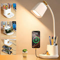 LED Desk Lamps for Home Office with Charger, Organizer, Desk Light Table Lamp for Bedroom, Study, Reading, Work, Nail, Gooseneck Small Desk Lamp for Artist, Puzzle, Drawing, Eye-Caring LED Office Lamp by Hifireelf