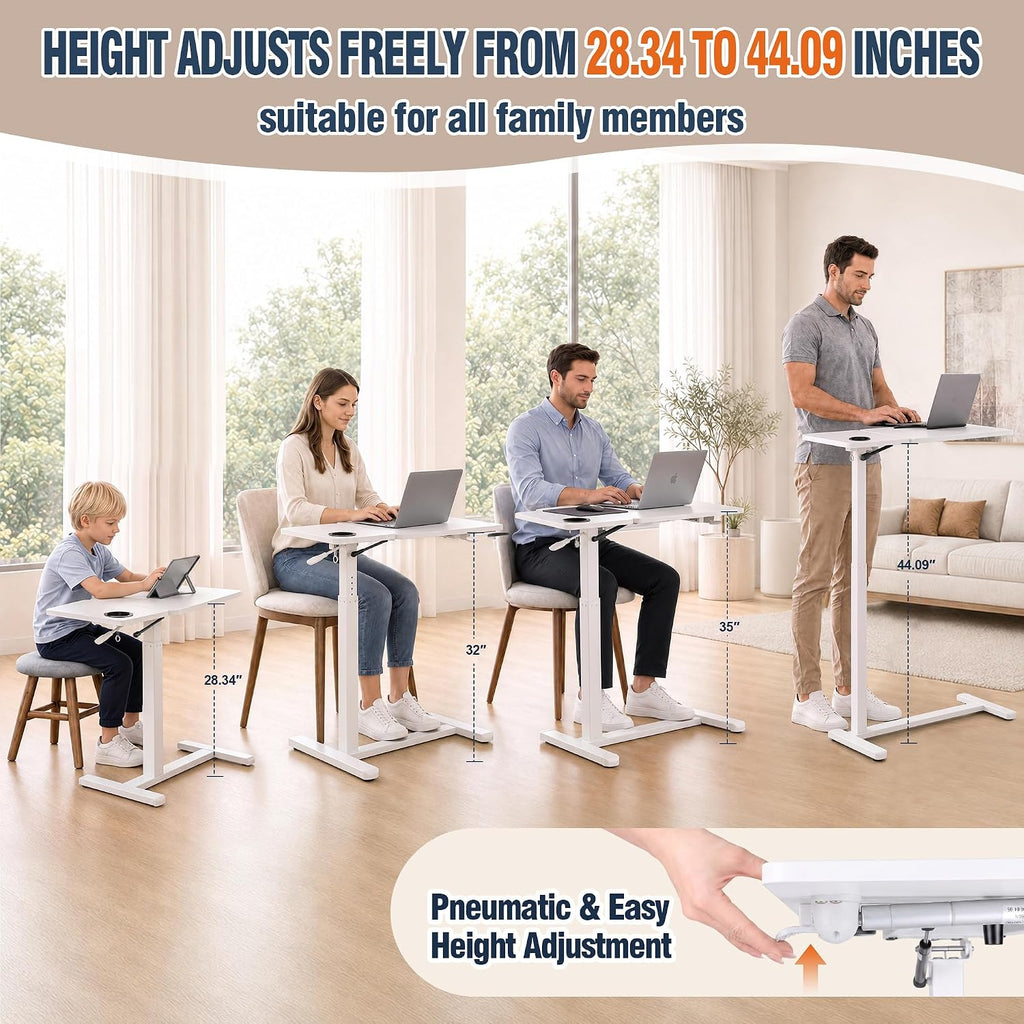 Adjustable Overbed Table with Wheels, Folding Laptop Desk for Bed & Sofa - Image 3