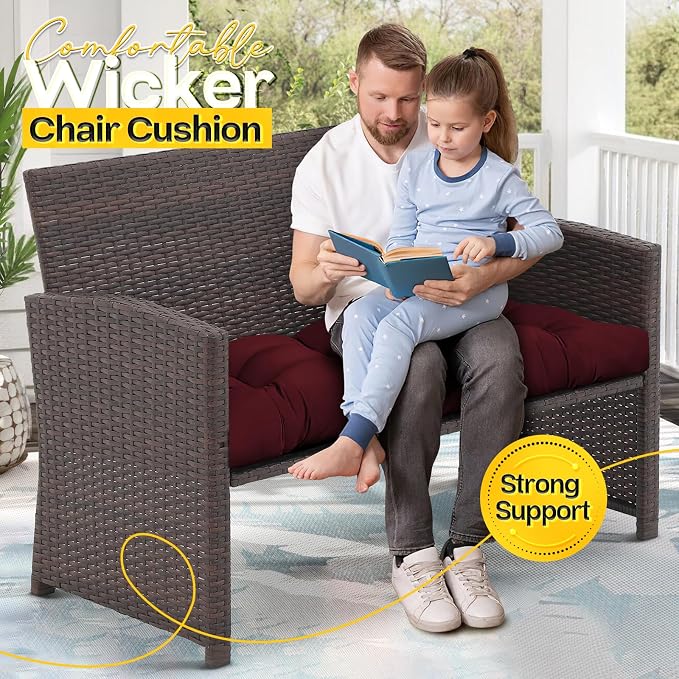 MAGIC ELEPHANT Outdoor Bench Cushion, Memory Foam Loveseat Cushion for Patio Furniture Wicker Chair, Settee Porch Swing Seat Cushion, 44 x 19 Inches (Red) - Image 7