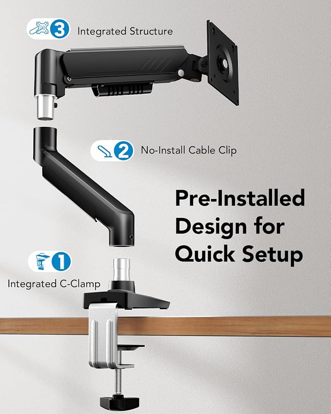 HUANUO 2 in 1 Function Laptop Mount with Tray, Fits 13-34″ Monitors & Up to 17″ Notebook, Ergonomic Laptop Arm with Full Motion Adjustment, Laptop Stand for Desk, VESA 75x75mm/100x100mm - Image 5