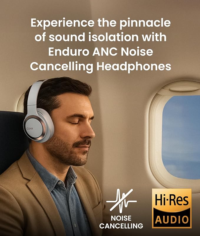 Cleer Audio Enduro ANC Noise Canceling Headphones, Light Grey | Bluetooth Multipoint Connection, Over-the-Ear Design with Mic, Crystal Clear Hands-Free Calling, 60 Hours of Battery Life - Image 9