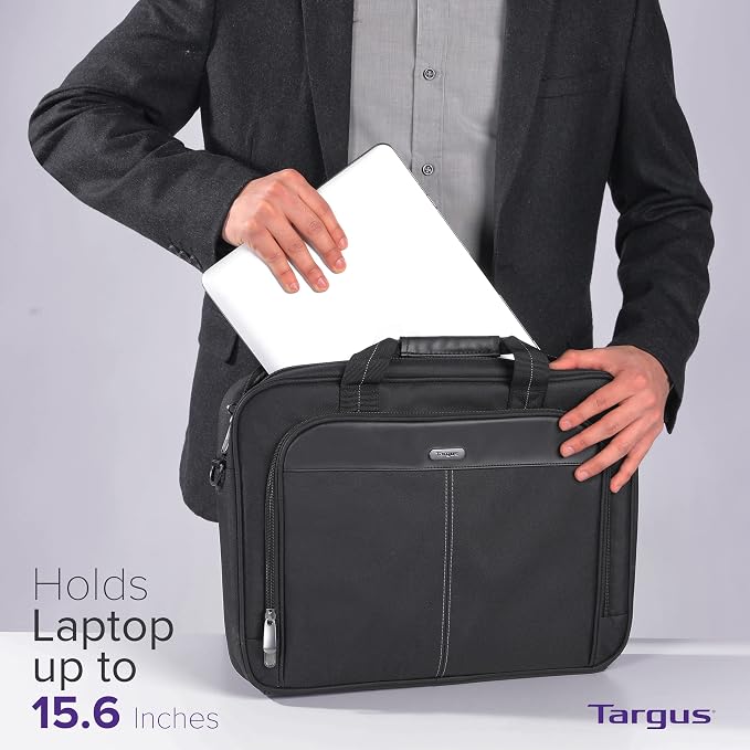 Targus 15-16 Inch Slim Lightweight Laptop Briefcase, Black - Messenger and Shoulder Bag with Padded Compartment and Trolley Strap for 16" Laptops (TCT027US) (Pack of 5) - Image 5