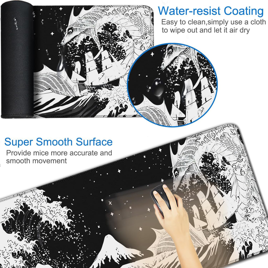 Gaming Mouse Pad, 31.5x15.7 inch Large Extended Computer Keyboard Mouse Mat, Water Resist Non-Slip Mousepad Rubber Base Long XXL Desk Mouse Pad for Gaming, Office & Home, Dragon - Image 3