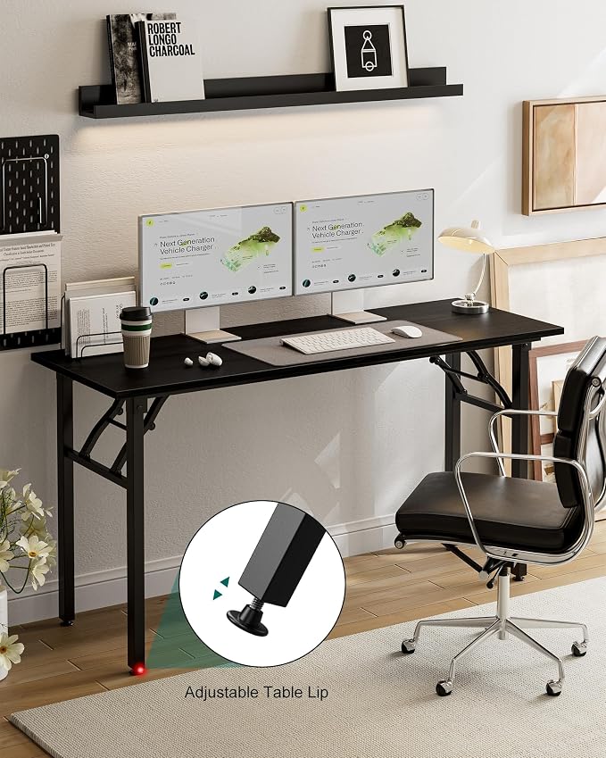 Small Folding Computer Desk – Portable 55.1 Inch Foldable Laptop Table, Collapsible and Compact for Easy and Fast Setup, Lightweight for Small Spaces, Home Craft and Study Use, Dark Oak - Image 7