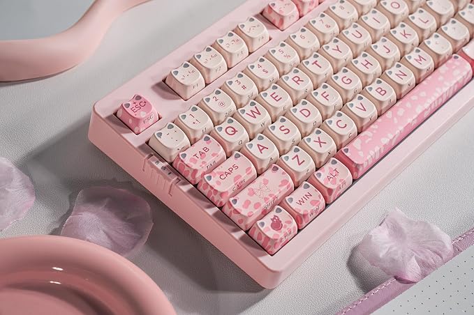 ZORNHER ZH980 Cat Mechanical Keyboard,95% Pink Creamy Keyboard with Number Pad,Cute Kawaii Mao Glowing Kitty Ear Keycaps,Creamy Sounding Linear Switches,Hot-Swappable,RGB Backlit - Image 4