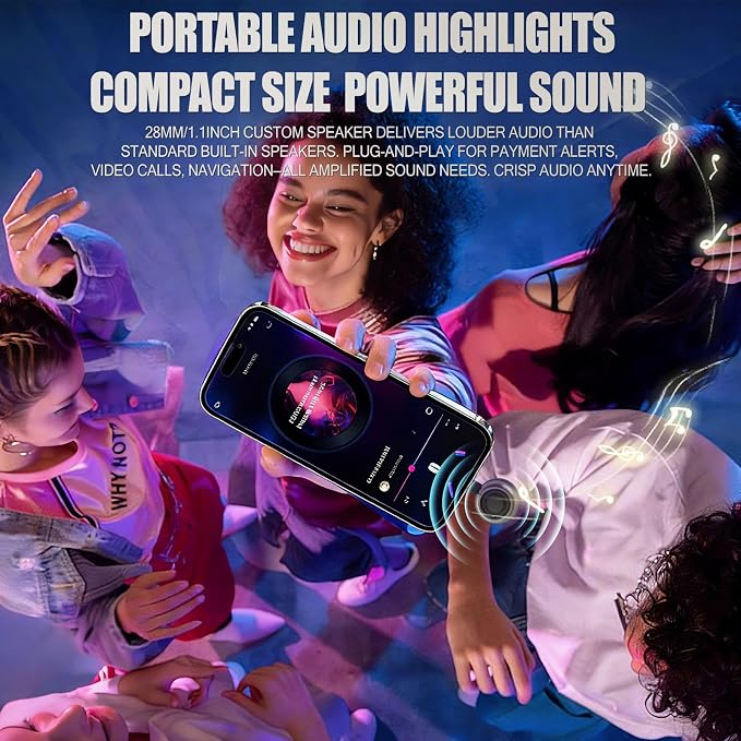 Mini Speaker, Type-C Phone Amplifier No Charging Needed | Portable Aux Speaker Plug & Play for Cell Phone Laptop Tablet,Easy to Use Cool Gadgets Gifts for Seniors Elder Parents - Image 9