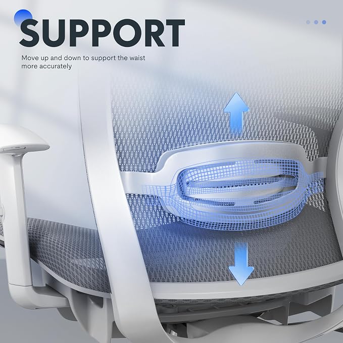 FLEXISPOT OC3 Air Ergonomic Office Chair Mesh Back Swivel Computer Chair Executive Office Desk Chairs with Adjustable Lumbar Support/2D Headrest/Lockable Backrest, Light Gray - Image 4