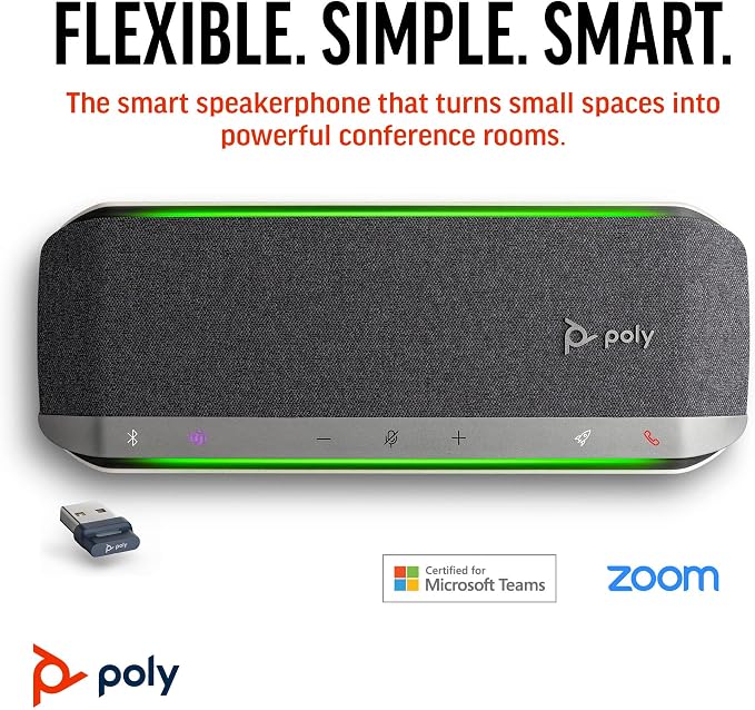 Poly Sync 40+ Smart Speakerphone (Plantronics) - Flexible Workspaces - Connect to PC/Mac via BT700 Adapter and Smartphones via Bluetooth - Certified for Microsoft Teams – Amazon Exclusive - Image 2