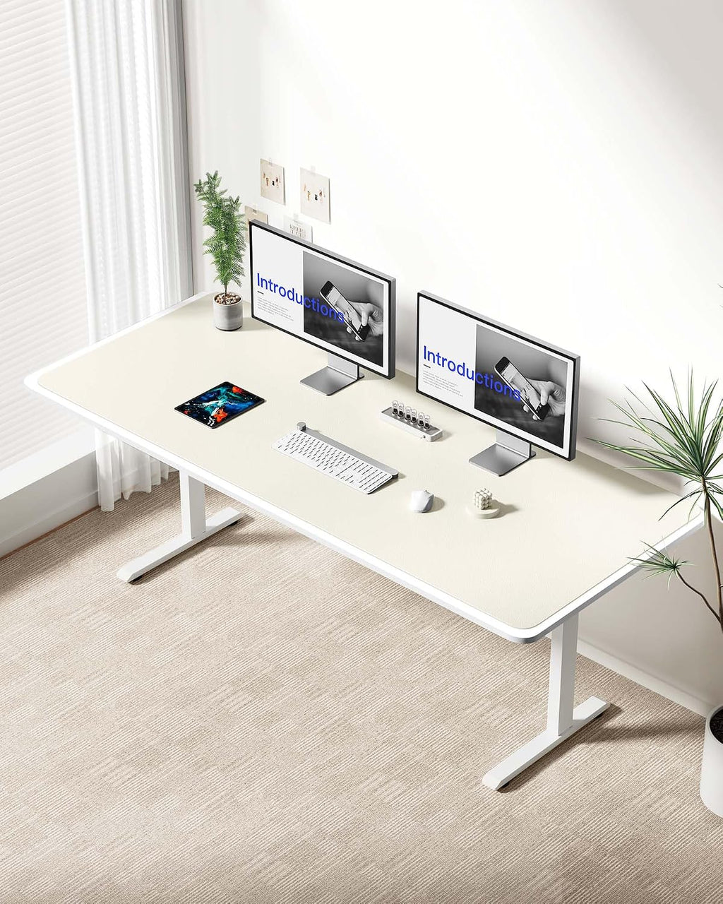 YSAGi Leather Desk Protector, Office Mat, Large Mouse Mat, Non-Slip PU Leather Blotter, Laptop Desk Mat, Waterproof Writing Pad for Office and Home(Cream, 63" x 24") - Image 3