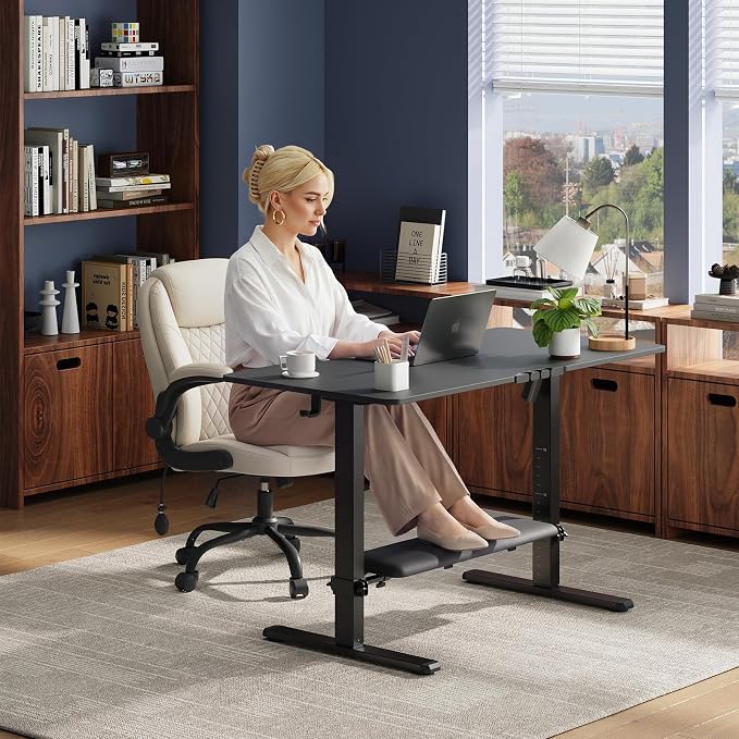 MALOL 47" x 24" Electric Standing Desk with Adjustable Footrest, Black | Height Adjustable Computer Home Office Gaming Desk with 3 Memory Presets & Child Lock, Adjustable Feet, Cable Management - Image 10