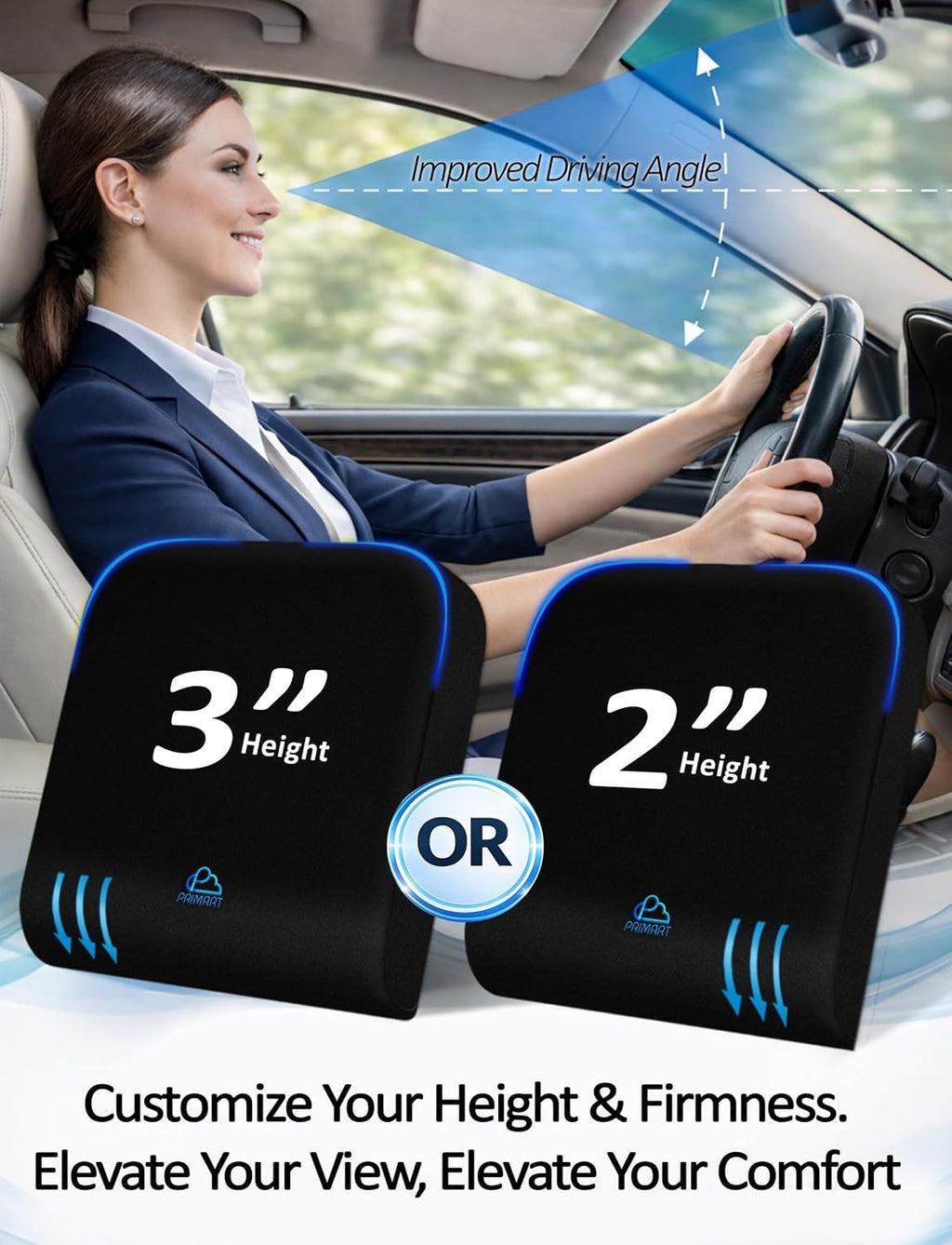 Adjustable Memory Foam Seat Cushion, Custom Height & Firmness, Ergonomic Office Chair Cushion for Coccyx, Sciatica & Tailbone Pain Relief, Car Seat & Wheelchair - Image 2