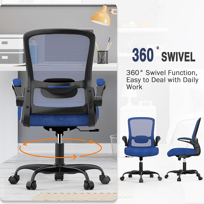Ergonomic Office Chair w/Adjustable Lumbar, Flip Armrest, 135° Recline | Supports 300 lbs · Seat 19.48"–23.4" · Breathable mesh · 20–30 min assembly · 5-year warranty - Image 3