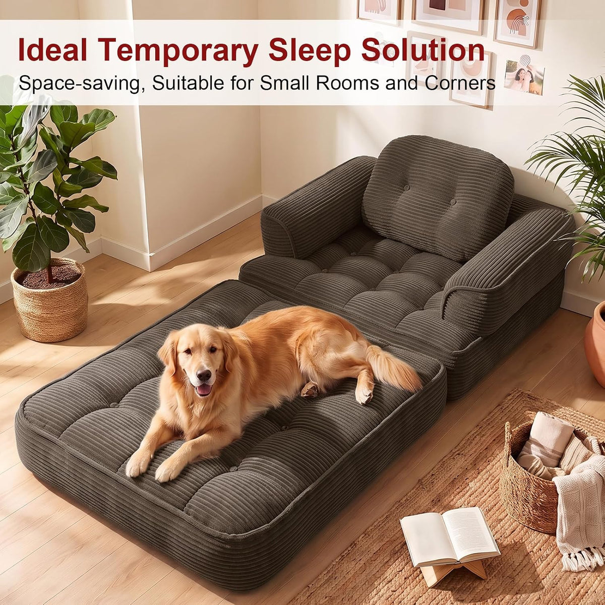 Folding Sofa Bed, 2-in-1 Convertible Sleeper Chair for Living Room - Image 7