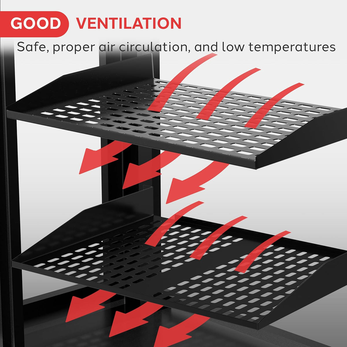Pyle 19-Inch 1U+2U Server Rack Shelves - Universal Mounting Tray for Computer Racks & Cabinets, Wall Mount Compatible, Ventilated Design for Air Circulation, Black Computer Case,110lbs Weight Capacity - Image 6