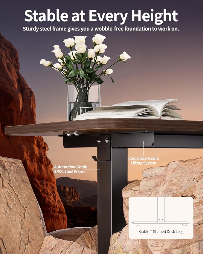 BIZUM Electric Standing Desk 63 x 24 Inch Computer Desk-Gaming Desk Dark Walnut Home Office Desks Height Adjustable Memory Stand Up Computer Workstation - Image 6