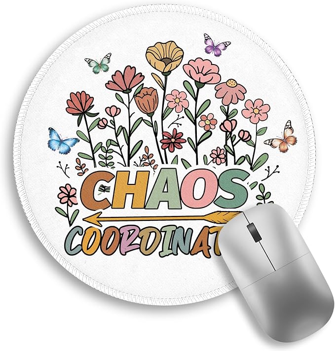 Funny Work Mouse Pad, Small Round Mousepad for Desk, Laptop | Mini Travel Wireless Mice Pad for Computer, Office Accessories, Coworker Gifts, 8.6 x 8.6 inch by Lebrocoli