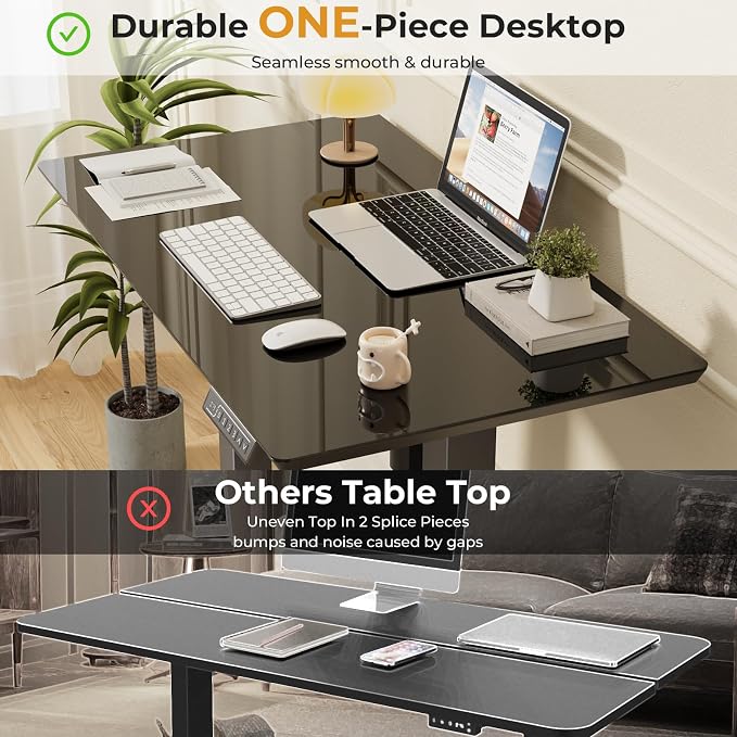 JOY worker Small Glass Standing Desk, 35" Electric Stand Up Desk on Wheels | 35" x 20" Black Height Adjustable Desk with Memory Controller, Mobile Computer Workstation for Home Office School Walking Pad - Image 5
