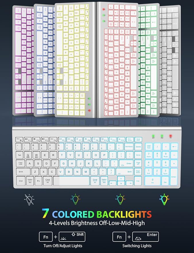 Wireless Keyboard and Mouse Combo, Compact Backlit Scissor Keys | Slim Design, Rechargeable, Quiet Typing, RGB Mouse, Auto Sleep, 2.4GHz USB Wireless, KM61PRO Portable Set for Windows & Mac - Image 3