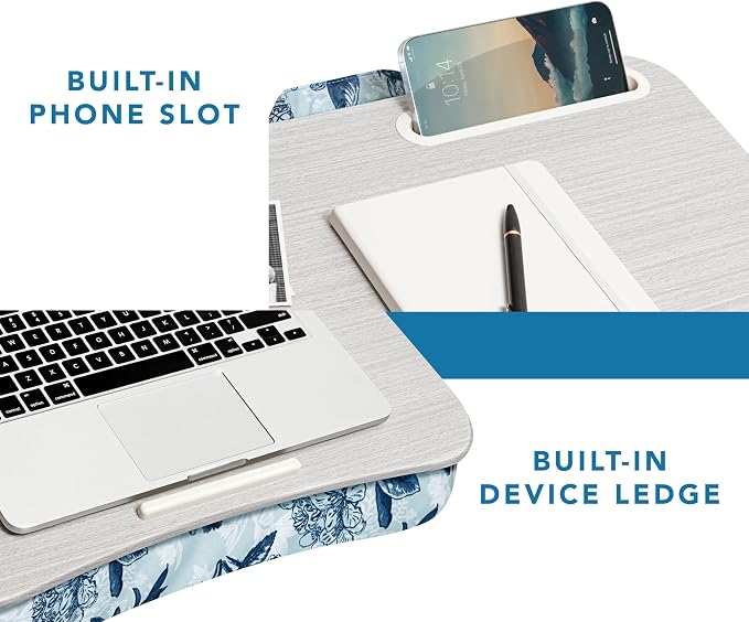 LAPGEAR Designer Lap Desk – Blue Blossoms, 2-Pack with Storage Basket - Image 5