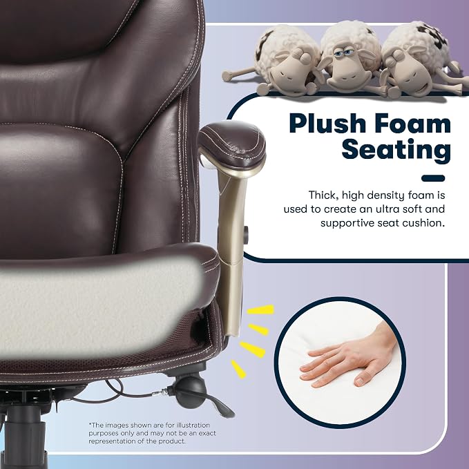 Serta Ergonomic Home Office Chair Pivot Lumbar Support, Leather Desk Chair | Claremont, Adjustable Arms, Height & Tilt, Foam Seat & Headrest Cushion, Home Gaming Chair lower Back Pain, Chestnut Brown - Image 7