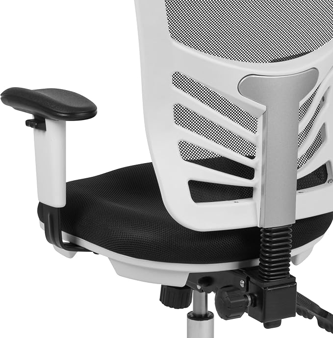 Flash Furniture Mid-Back Black Mesh Multifunction Executive Swivel Ergonomic Office Chair with Adjustable Arms and White Frame | Adjustable Armrests, 360° Swivel, Height Adjustable, Commercial Grade - Image 10