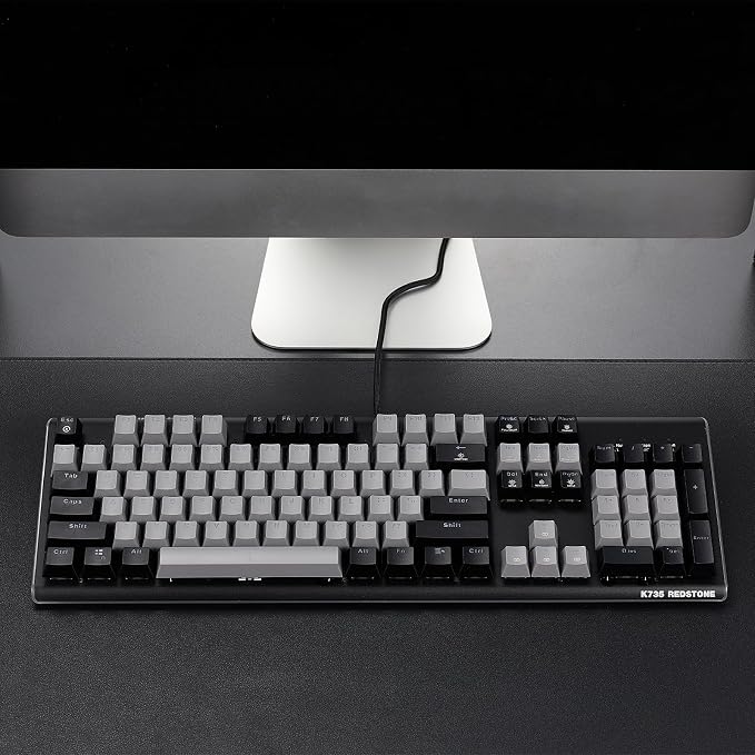 Hexgears GK735 Wired Full Size Mechanical Keyboard, Aluminum Housing Built for Gamers w/Kailh Box White Switch, White Backlit + Surrounded by RGB Light Strip, 104 Keys Gaming Keyboard for PC/Mac - Image 5
