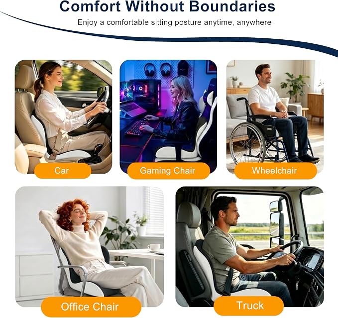 X Large Seat Cushion Office Chair and Car with Lumbar Support Pillow | Ergonomic Seat Cushion for Sciatica & Tailbone Pain Relief, Ideal for Car Driving Truck Office Chairs Wheelchairs Home Use - Image 8