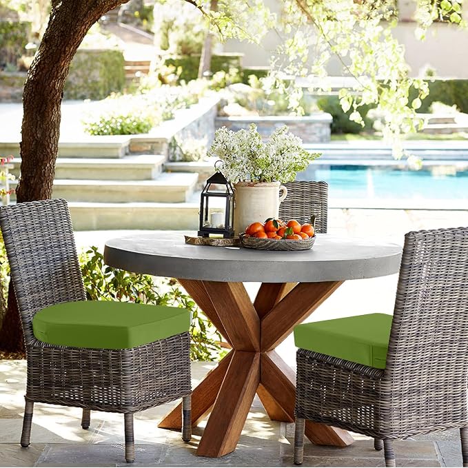 idee-home Outdoor Chair Cushions Set of 2, 17 x 17 Outdoor Seat Cushions | Patio Chair Cushions for Outdoor Furniture Waterproof with Ties, Outdoor Seat Cushion, Patio Chair Pads Dining Chair - Image 5
