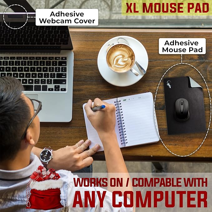 Mouse Pad Adhesive Bottom - Peel and Sticks to Any Surface - Travel Large Size - Portable (XL - Black) - Image 2